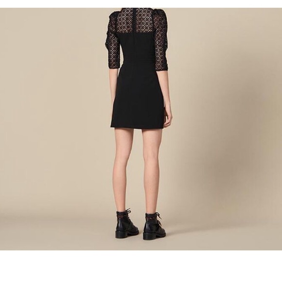 Sandro Robe C&T H19EMILA – Noir Lace Dress